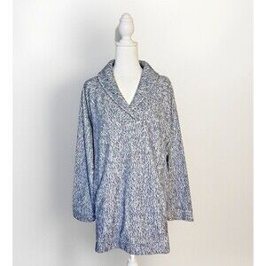 LL Bean Women Heritage Marled Fleece Sweater Soft Textured Comfy Shawl Collar XL